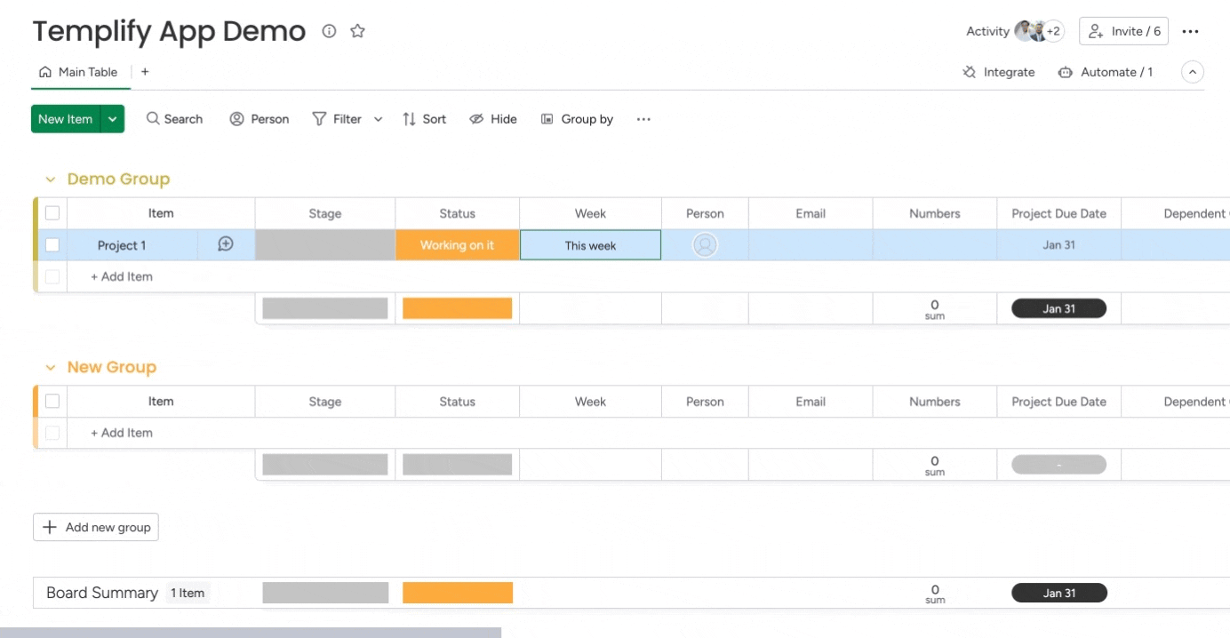 Animated walkthrough of setting up a Templify automation recipe that applies a template on status change